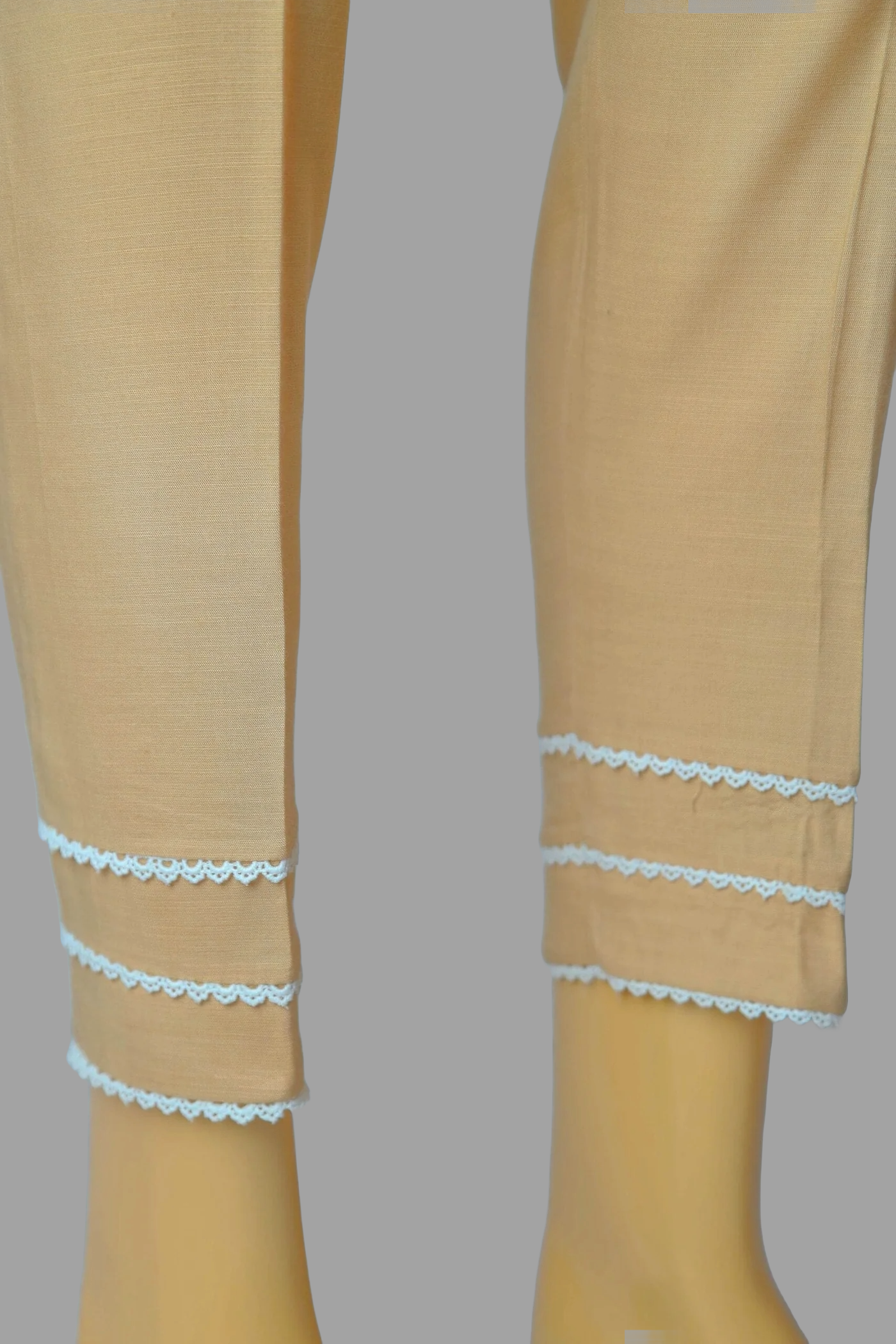 Urban Cut Linen Viscose Fabric Stitched Trouser with Three white Laces