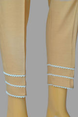 Urban Cut Linen Viscose Fabric Stitched Trouser with Three white Laces