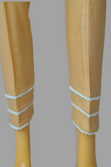 Urban Cut Linen Viscose Fabric Stitched Trouser with Three white Laces