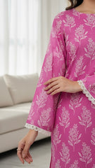 Ahlam By Safa Textile Magenta-Printed  Co-Ord-Set