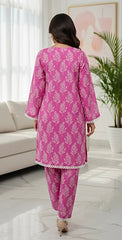 Ahlam By Safa Textile Magenta-Printed  Co-Ord-Set