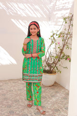 Khanak Kids Apple Green Embroidered 2pcs suit-KST 010