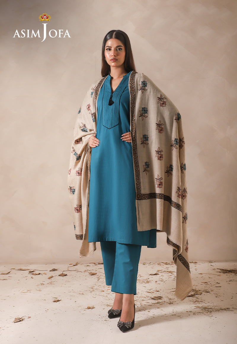 Asim Jofa Shawl Ajhs-16 Floral Hand Embroidered Shawl 1 Pc
