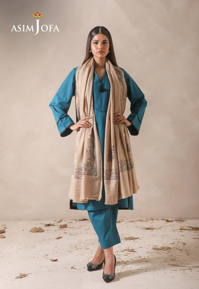 Asim Jofa Shawl Ajhs-10 Kashmiri Hand Embroidered Shawl 1 Pc