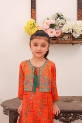 Khanak Kids Orange Koti Style Embroiders 2pcs Suit-KST 012