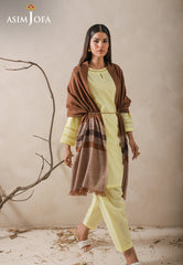 Asim Jofa Shawl Ajhs-03 Striped Border Yarn Dyed Stole 1 Pc