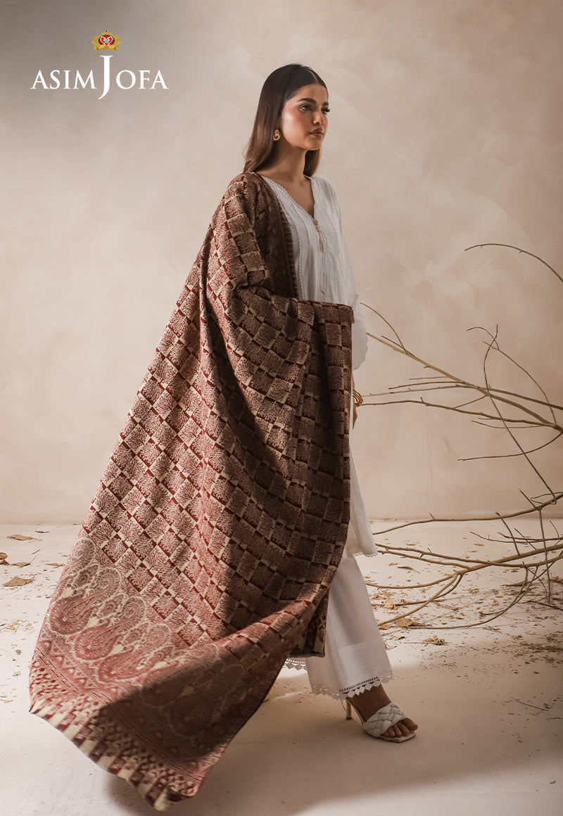 Asim Jofa Shawl Ajhs-02 Paisley Pattern Jacquard Shawl 1 Pc