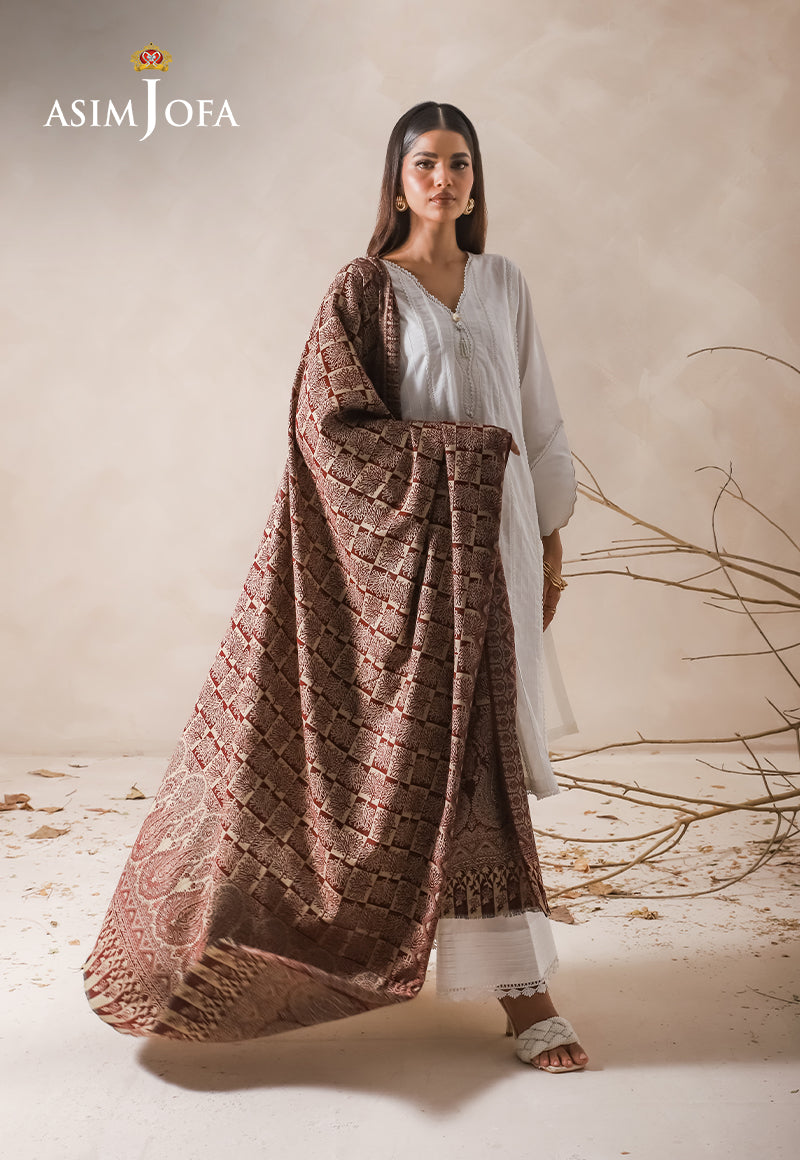 Asim Jofa Shawl Ajhs-02 Paisley Pattern Jacquard Shawl 1 Pc