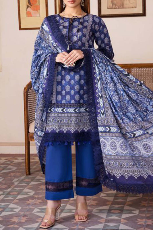 Mausummery Unstitched 3 Piece Spring Summer Lawn Vol-01 Collection'2024-Indigo