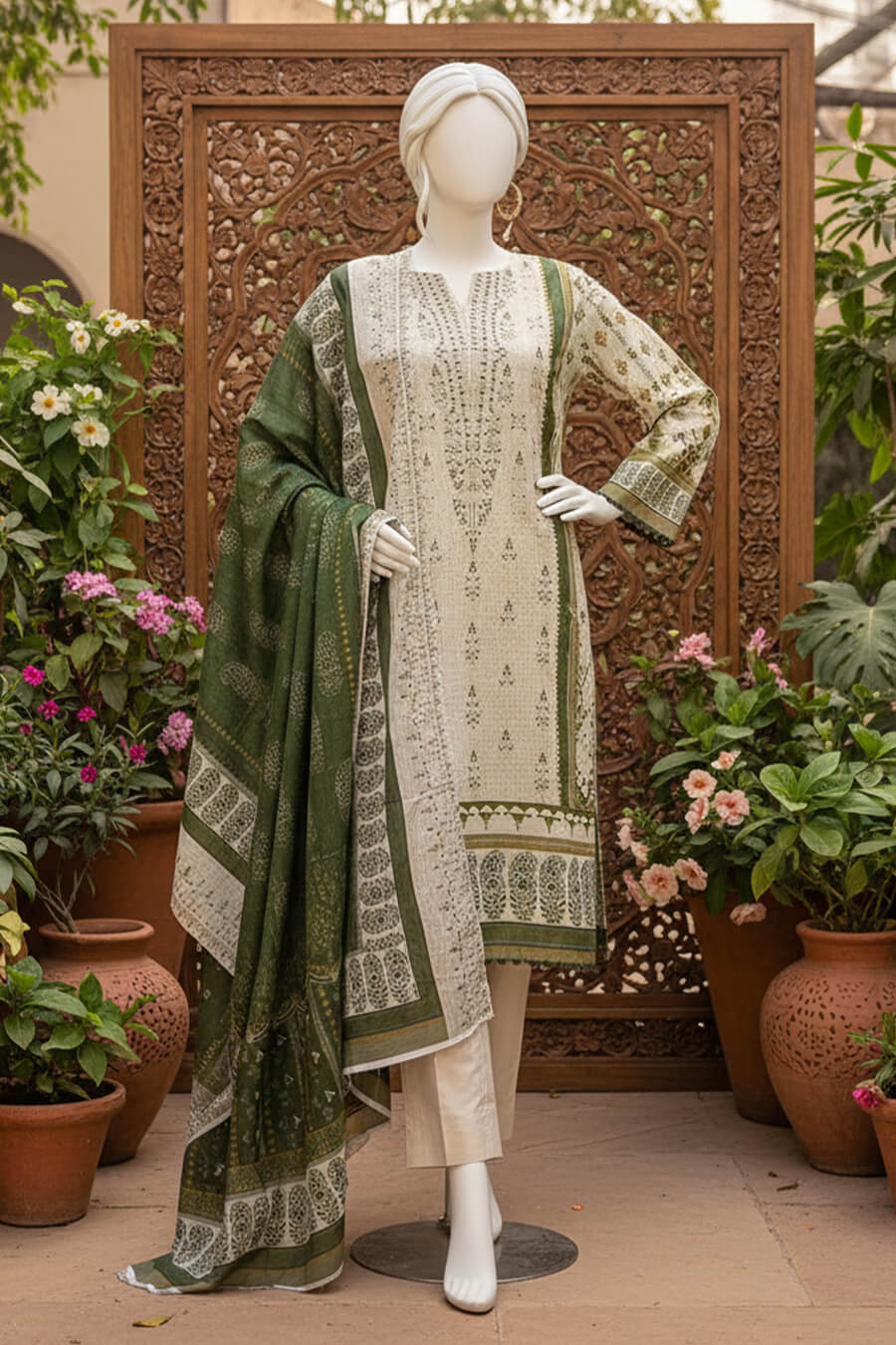 Almeerah Unstitched 3 Piece Winter Khaddar Luxe Collection'2025-Ivory Frost Glow