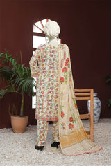 Identic Stripe Dora By Almeerah Unstitched 3 Piece Doriya Lawn Suit-Ivory Soft Whisper