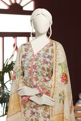 Identic Stripe Dora By Almeerah Unstitched 3 Piece Doriya Lawn Suit-Ivory Soft Whisper
