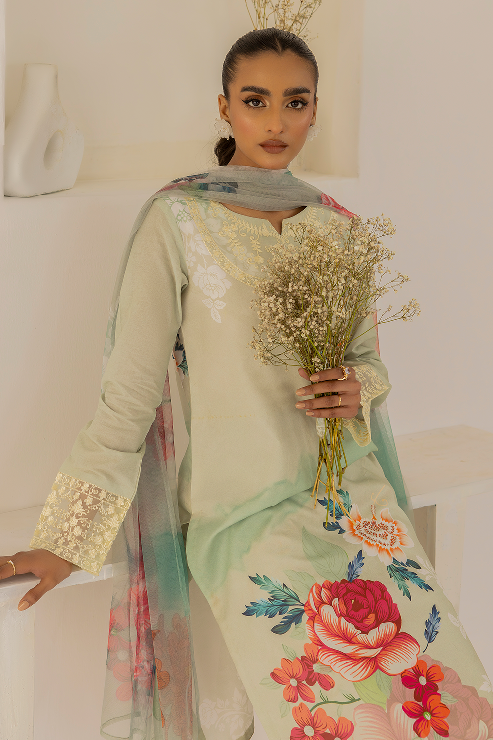 Dastan Edit 1 By Esra Stitched 3 Piece Embroidered lawn Collection-DT-23-19