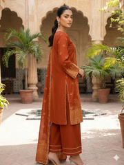 Abeera Exclusive Stitched 3 Piece Summer Jacquard Suit-J-04
