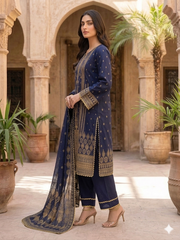 Abeera Exclusive Stitched 3 Piece Summer Jacquard Suit-J-05