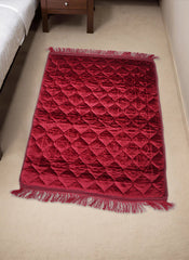 Hijab Ul Hareem Comfort Foam Prayer Mat ? Quilted Velvet Prayer Mat (Maroon)