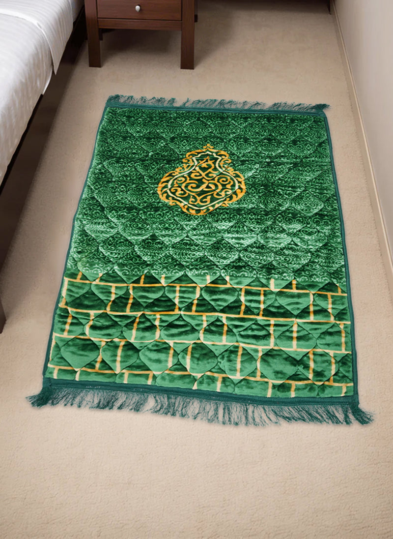 Hijab Ul Hareem Comfort Foam Prayer Mat ? Green Velvet Design