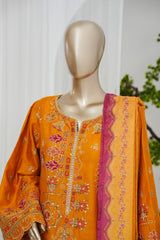 Bin Saeed Stitched 3 Piece Luxury Jacquard Vol-01 Suit-JAQ-2930-MUSTARD