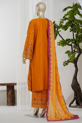 Bin Saeed Stitched 3 Piece Luxury Jacquard Vol-01 Suit-JAQ-2930-MUSTARD