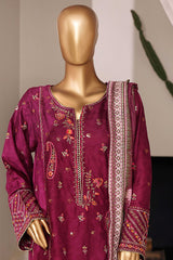 Bin Saeed Stitched 3 Piece Luxury Jacquard Vol-01 Suit-JAQ-2933-PURPLE