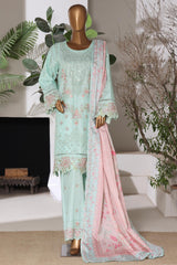 Bin Saeed Stitched 3 Piece Luxury Emb Jacquard Suit-JAQ-3215-GREEN