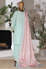 Bin Saeed Stitched 3 Piece Luxury Emb Jacquard Suit-JAQ-3215-GREEN