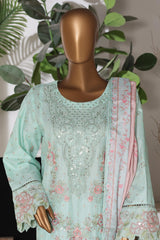 Bin Saeed Stitched 3 Piece Luxury Emb Jacquard Suit-JAQ-3215-GREEN