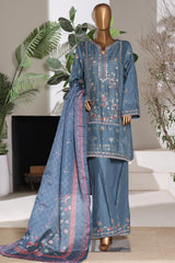 Bin Saeed Stitched 3 Piece Luxury Emb Jacquard Suit-JAQ-3218-GRAY