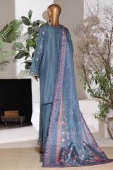 Bin Saeed Stitched 3 Piece Luxury Emb Jacquard Suit-JAQ-3218-GRAY