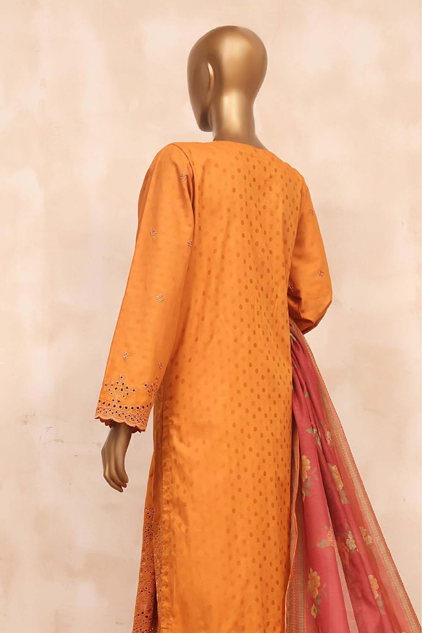 Sada Bahar Stitched 3 Piece Jacquard Chikankari Collection'2023-JCK-Golden