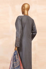 Sada Bahar Stitched 3 Piece Jacquard Chikankari Collection'2023-JCK-Grey