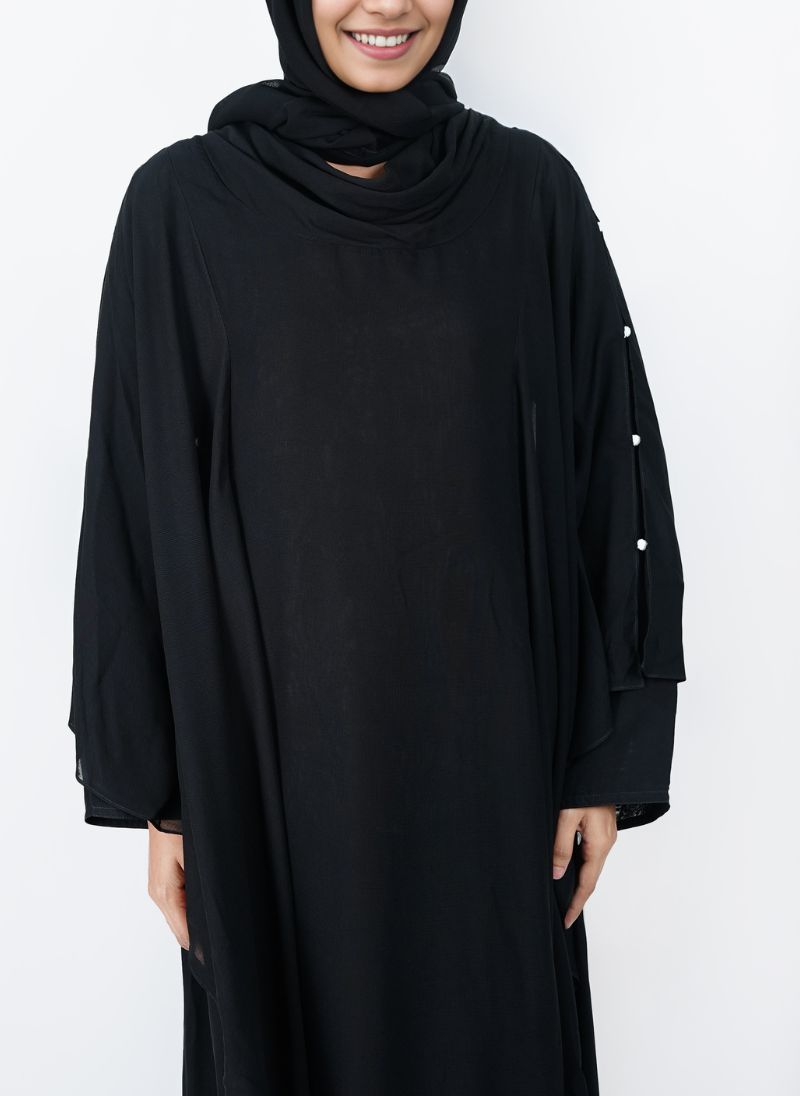 Hijab Ul Hareem Black Chiffon Abaya Jilbab-B-798