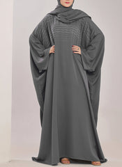 Hijab Ul Hareem Grey Stone Work Jilbab - JILBAB-C-1021