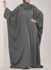Hijab Ul Hareem Grey Stone Work Jilbab - JILBAB-C-1021