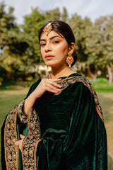 Velvet By Mannat Clothing Stitched Collection-Green Embroidered Shawl