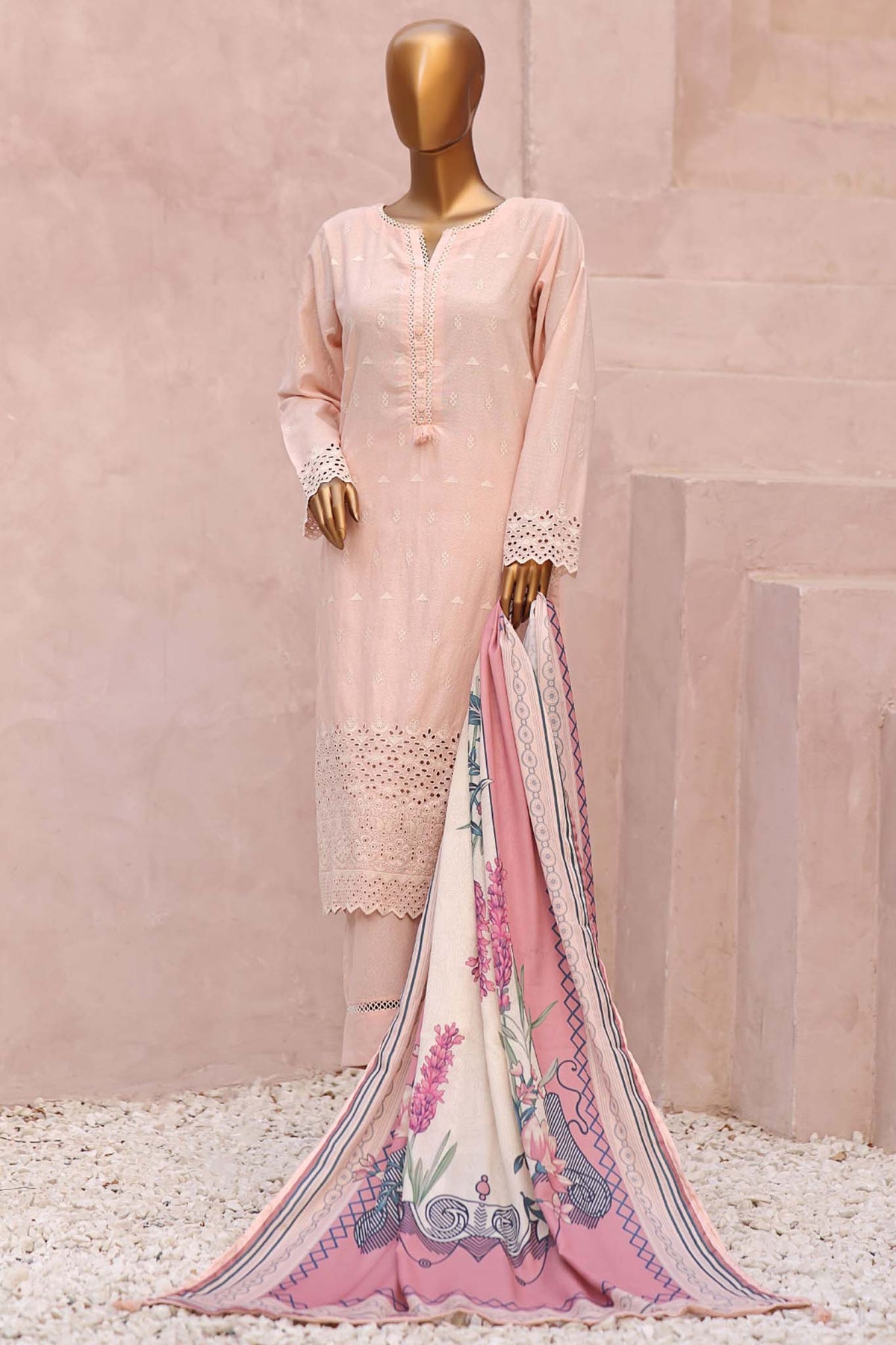 Sada Bahar Stitched 3 Piece Karandi Shawl Collection'2023-KCK-Pink