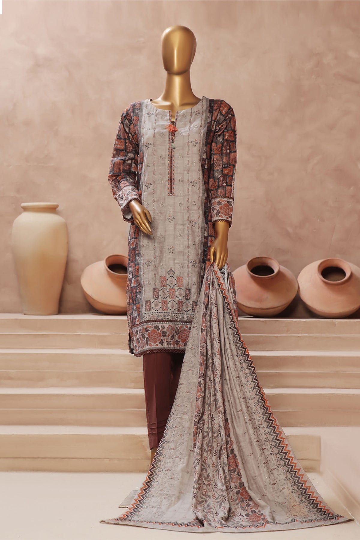 HZ Stitched 3 Piece Emb Khaddar Vol-02 Collection'2024-KE-912