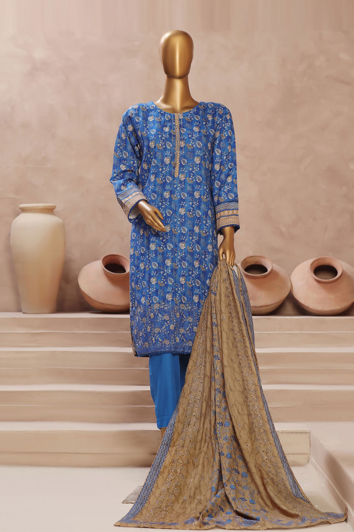 HZ Stitched 3 Piece Emb Khaddar Vol-02 Collection'2024-KE-913