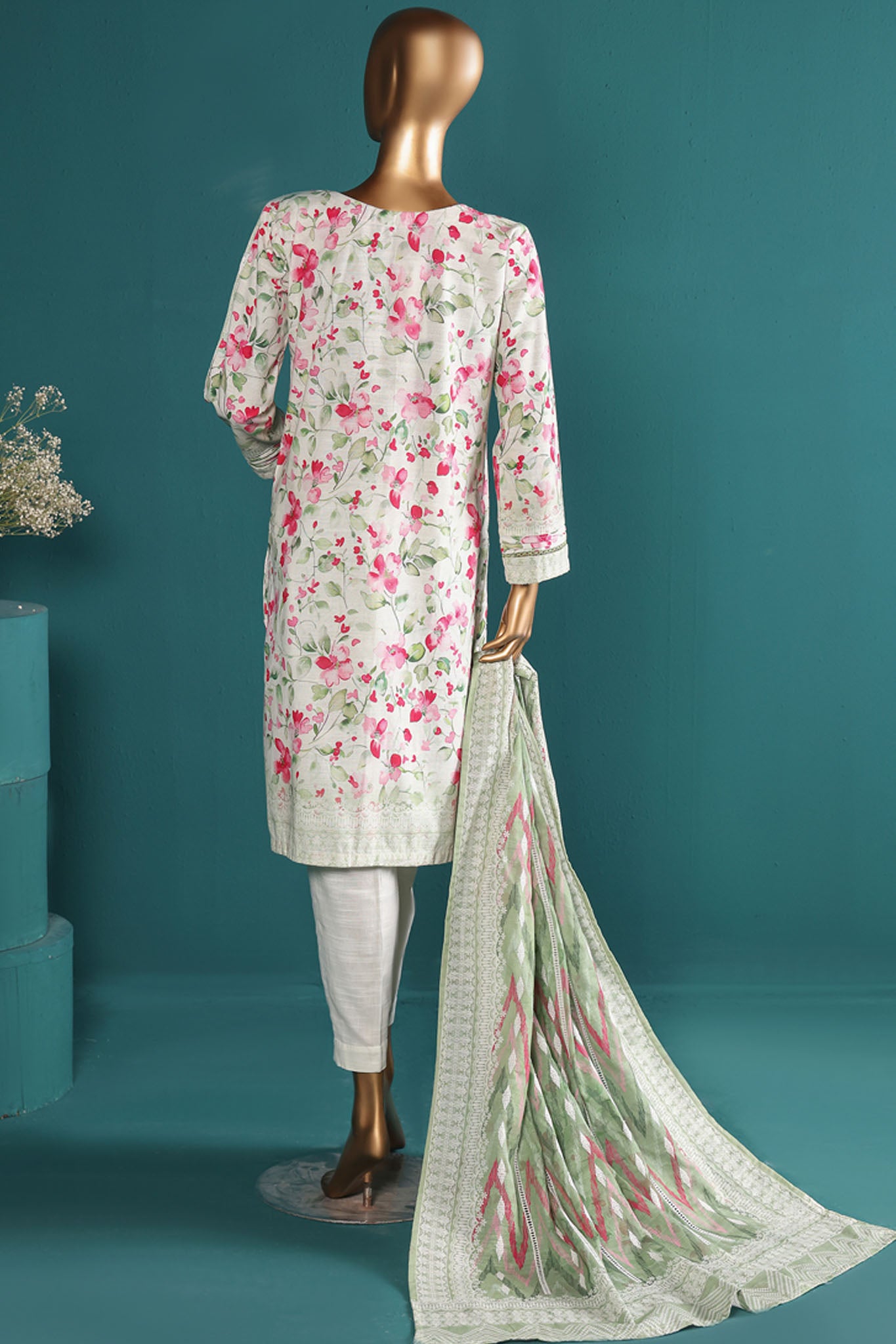 HZ Stitched 3 Piece Emb Chikankari Khaddar Collection'2024-KE-916