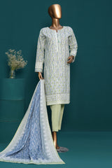 HZ Stitched 3 Piece Emb Chikankari Khaddar Collection'2024-KE-917