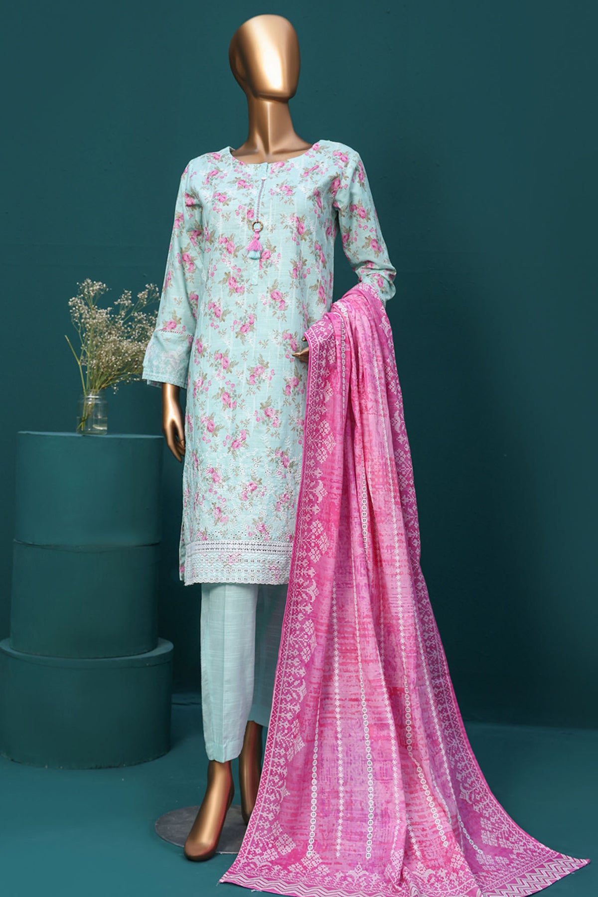 HZ Stitched 3 Piece Emb Chikankari Khaddar Collection'2024-KE-918