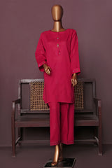 HZ Basics Stitched 2 Piece Solids Emb Khaddar Co Ords Suit-KEC-116