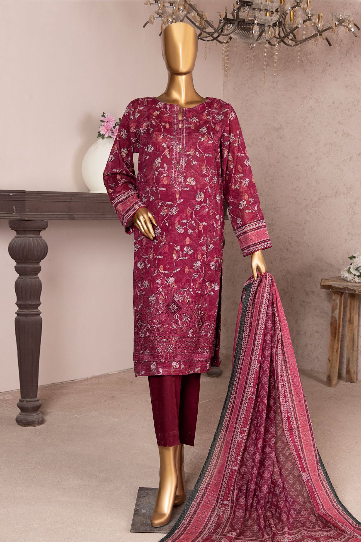 Kalamkari By HZ Unstitched 3 Piece Emb Jacquard Lawn Collection'2024-KJE-09