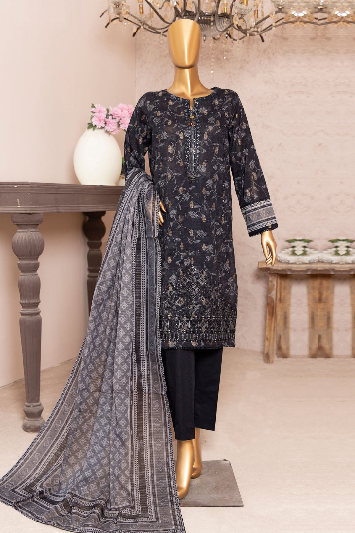 Kalamkari By HZ Unstitched 3 Piece Emb Jacquard Lawn Collection'2024-KJE-10