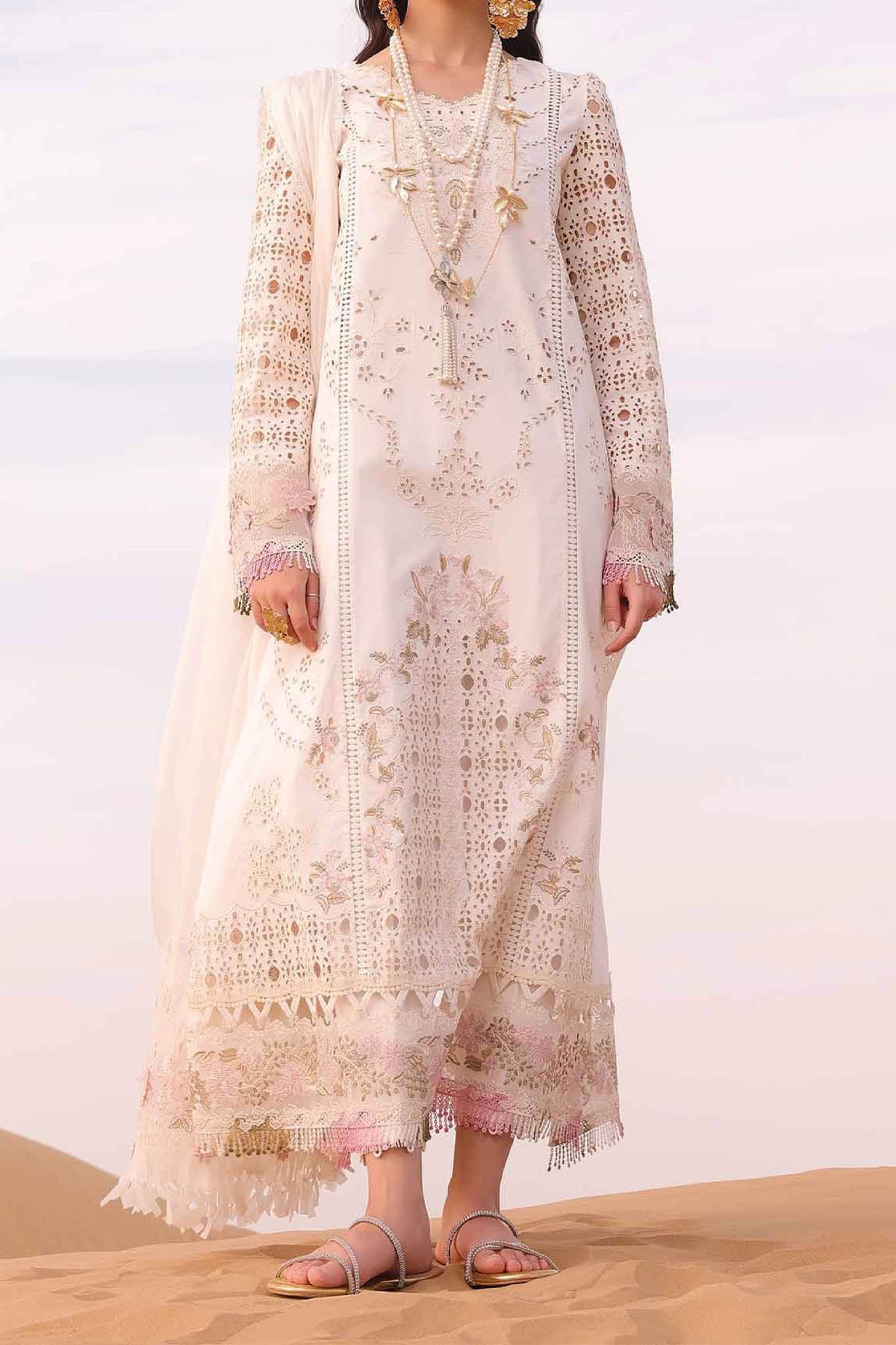 Qalamkar Unstitched 3 Piece Chikankari Eid Edit Collection'2024-KM-02-Saoirse