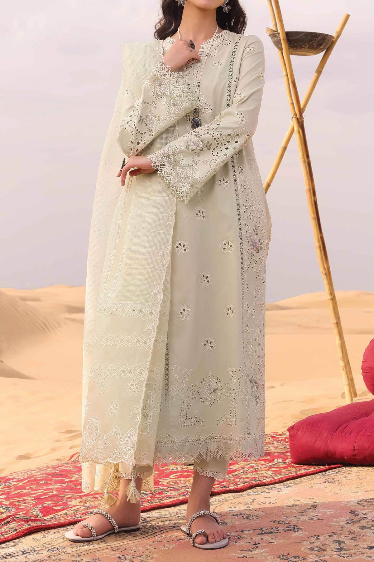 Qalamkar Unstitched 3 Piece Chikankari Eid Edit Collection'2024-KM-04-Sorcha