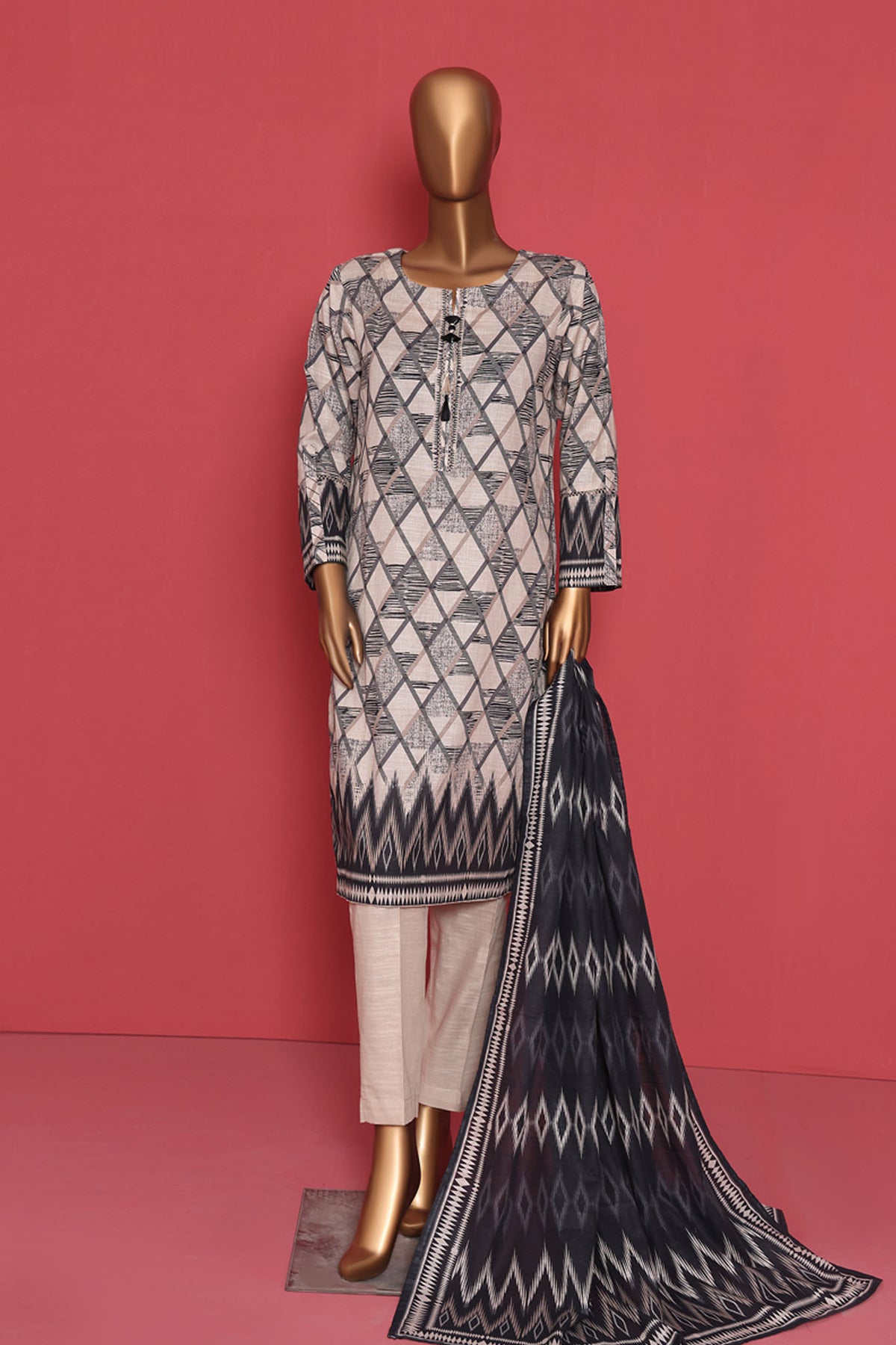 Wintry Prints By HZ Stitched 3 Piece Printed Khaddar Vol-01 Collection'2024-KP-106