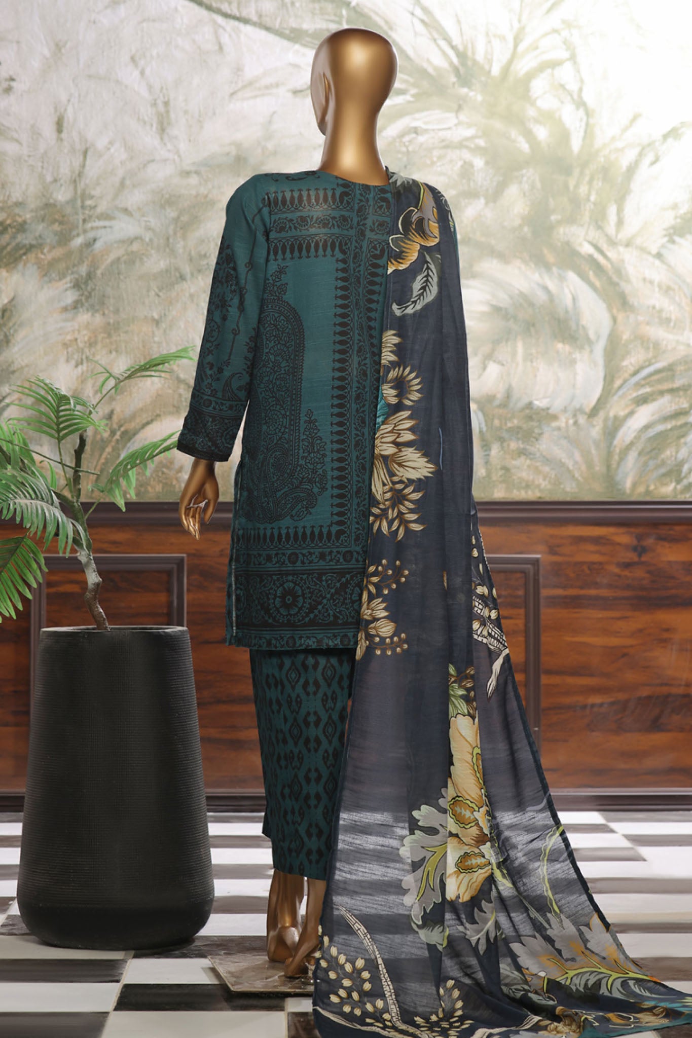 Wintry Prints By HZ Stitched 3 Piece Printed Khaddar Vol-02 Collection'2024-KP-111