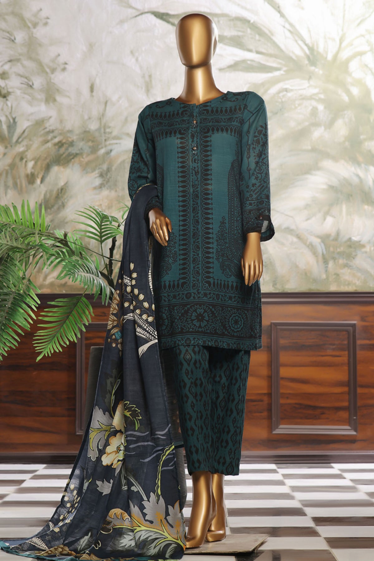 Wintry Prints By HZ Stitched 3 Piece Printed Khaddar Vol-02 Collection'2024-KP-111