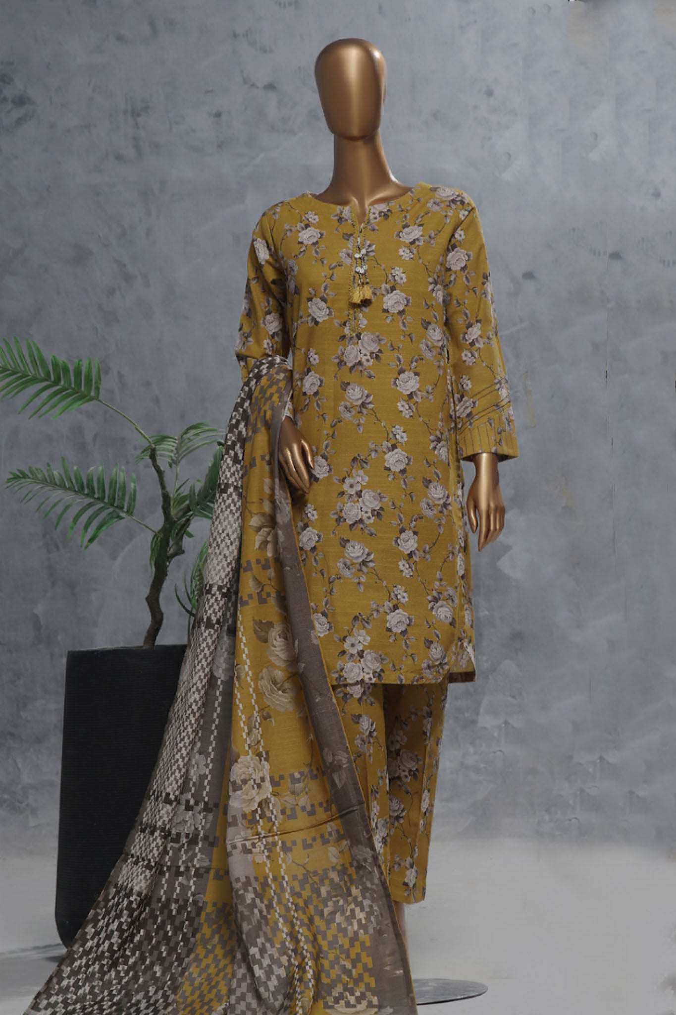 Wintry Prints by Hz Stitched 3 Piece Khaddar Vol-03 Collection'2024-KPC-112